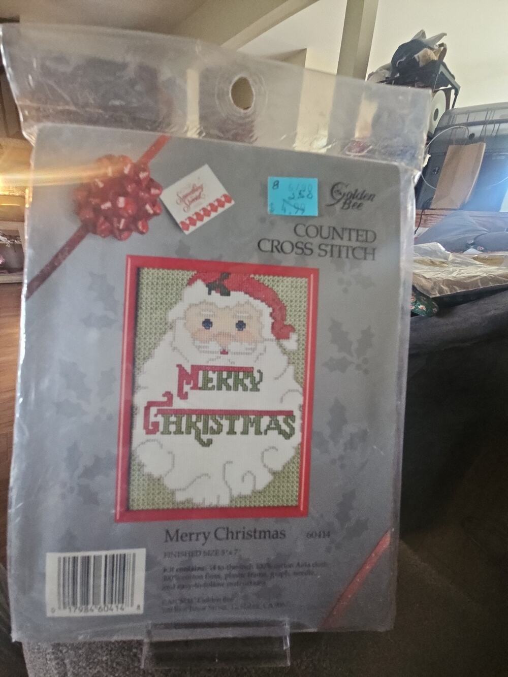 NEW Golden Bee Cross Stitch Merry Christmas Santa